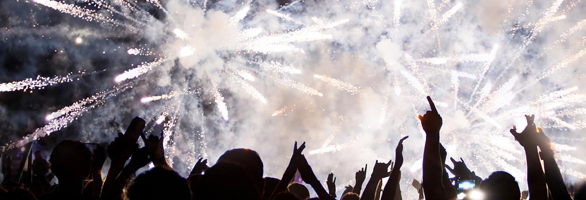 party goers with firework